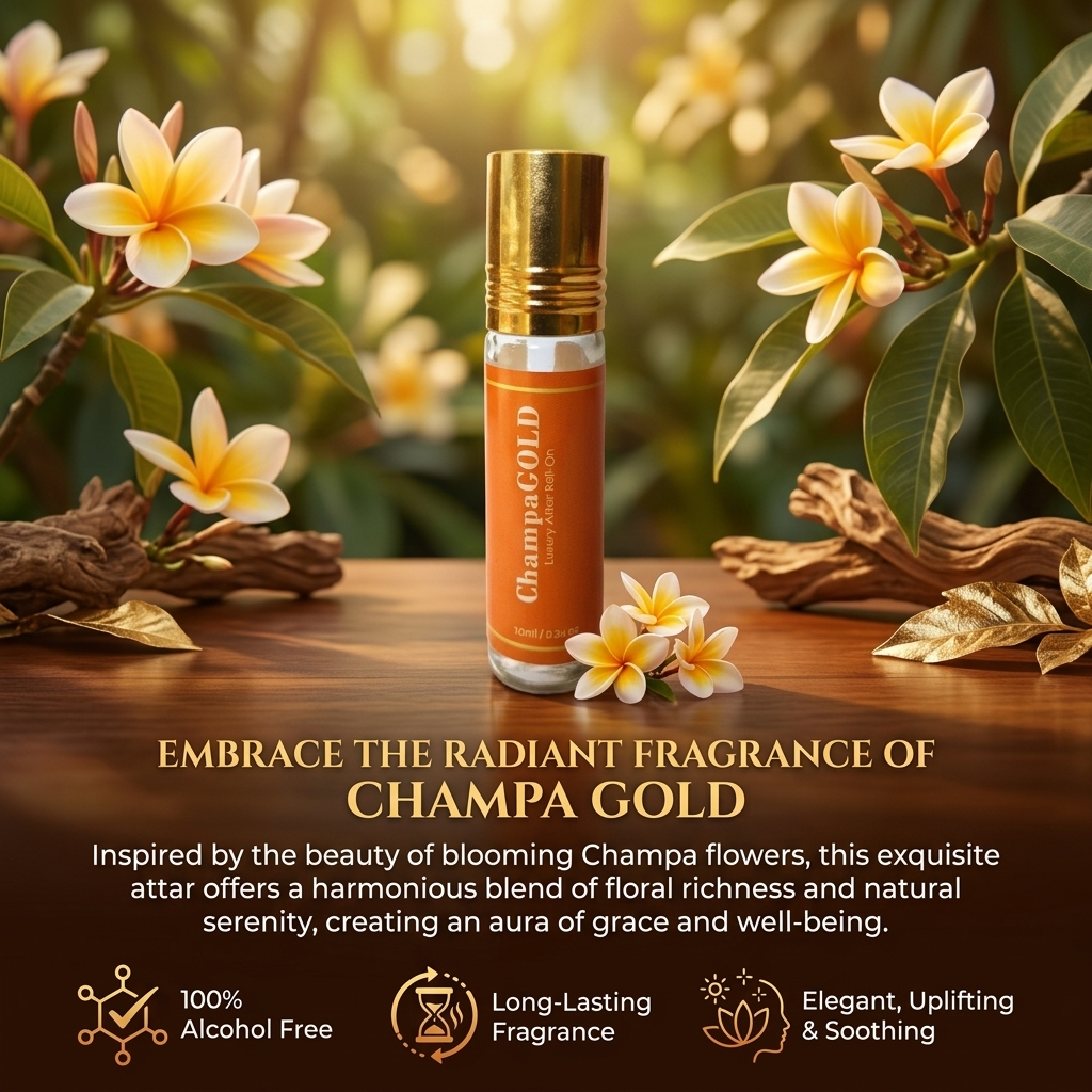 Premium Natural & Alcohol Free Attar | Champa Gold | 10ml