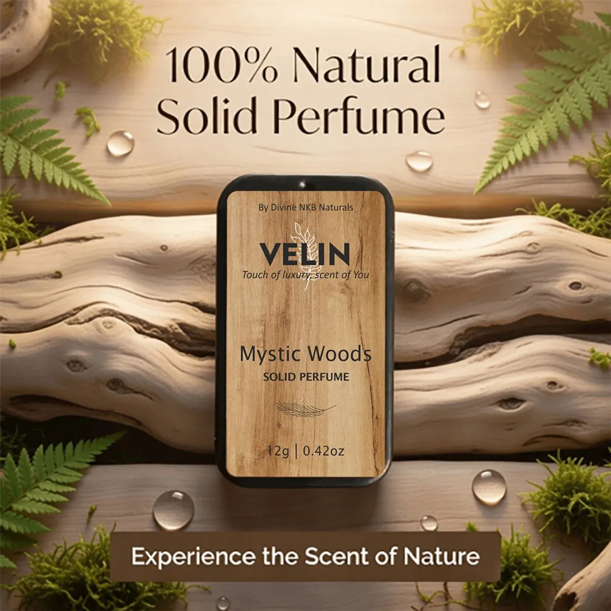 Natural Solid Perfume Pack Of 3 (Mystic Woods-Velvet Rose-Green Fresh) + FREE Handmade Natural Soap