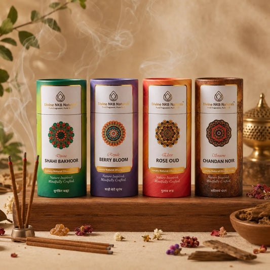 Luxury Natural Dhoop Sticks - Pack Of 4 (Berry Bloom-Chandan Noir-Shahi Bakhoor-Rose Oud)