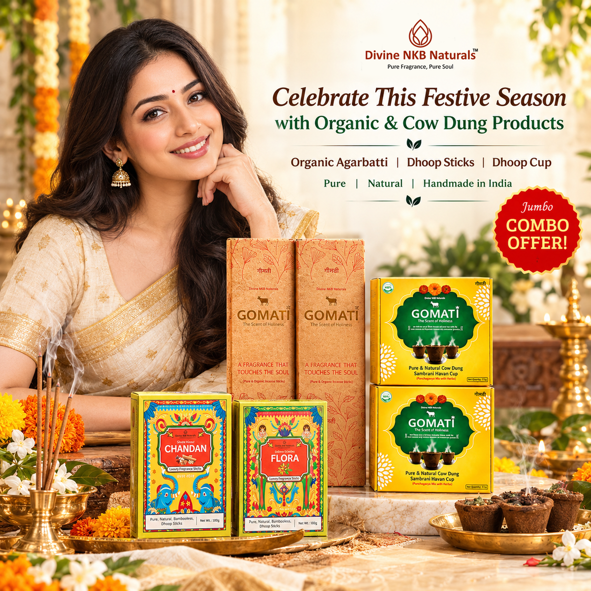 Super Jumbo Combo (Organic Agarbatti, Dhoop Sticks & Dhoop Cup)
