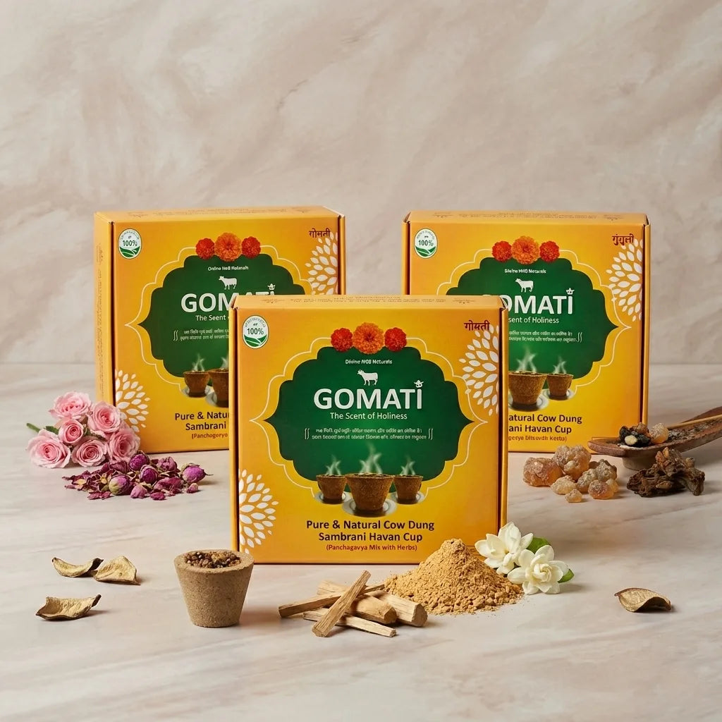 Organic & Natural Havan Cup Pack Of 3 (Chandan-Rose-Guggal)