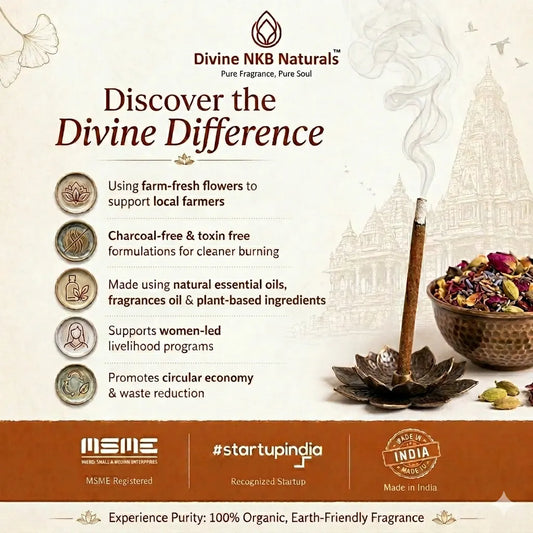 Organic & Natural Dhoop Sticks Pack Of 3 (Kasturi-Tulasi-Mogra) + FREE Gift