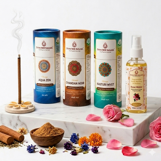 Luxury Herbal Dhoop Sticks - Pack Of 3 (Aqua Zen-Chandan Noir-Kasturi Myst) FREE Rose Water