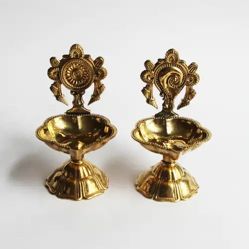 Pure Brass Shanku Chakra Diya