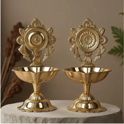 Pure Brass Shanku Chakra Diya
