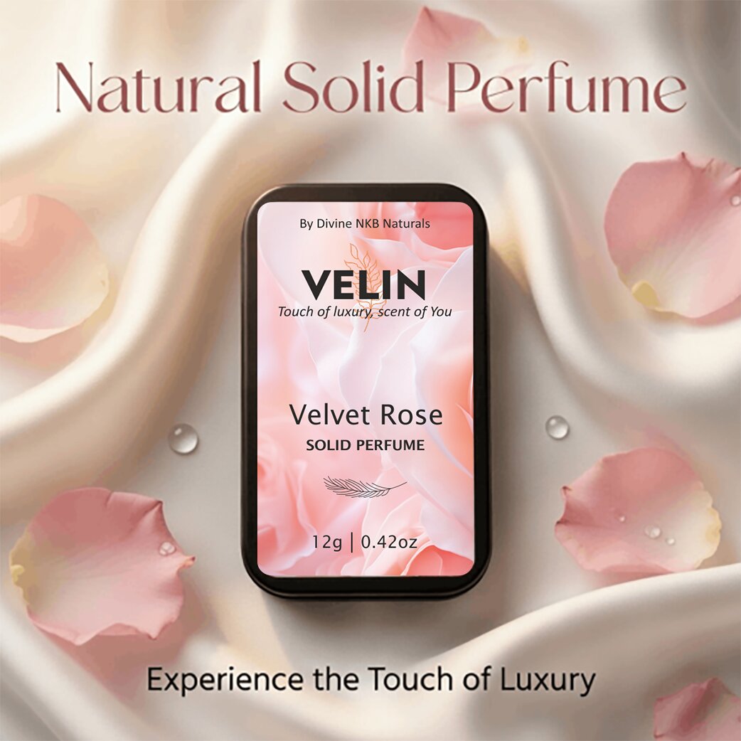 Natural Solid Perfume Pack Of 6 (Mystic Woods-Velvet Rose-Green Fresh-Ocean Bliss-Vanilla Dream-Citrus Bloom)