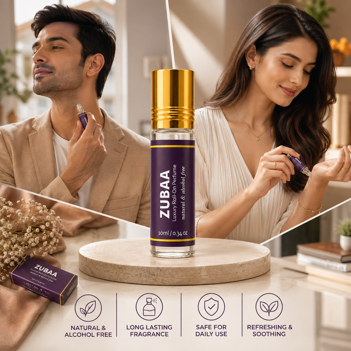 Luxury Perfume Roll‑On | Zubaa | 10ml